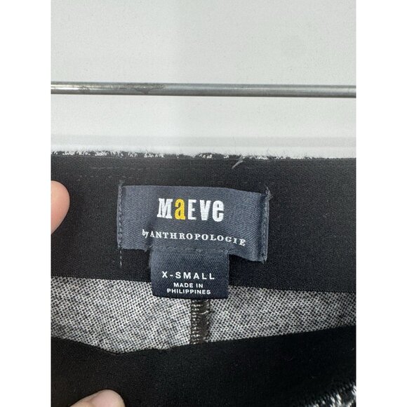 Maeve Anthropologie Plaid Flare Pull On Pants Women XS Grey Retro Y2K Western - Picture 4 of 9